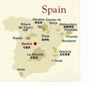 西班牙葡萄酒产区分布图