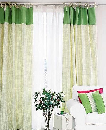 绿色窗帘与室内装饰的搭配